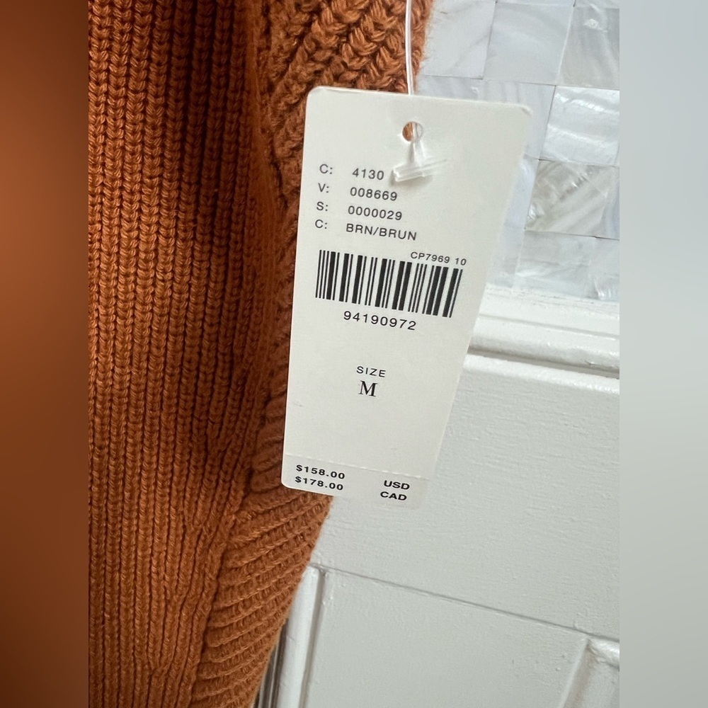 NWT new Anthropologie medium fits large  mock neck sweater mini dress brown - Picture 5 of 16